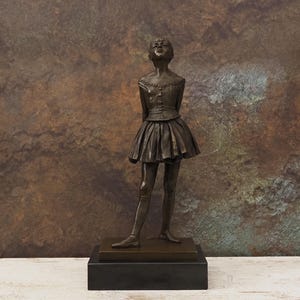 Edgar Degas Bronze Ballet Dancer Sculpture - 40cm Elegant Figurine with Skirt, Foundry Mark, Gift for Dancers, Gift for him, Gift for her