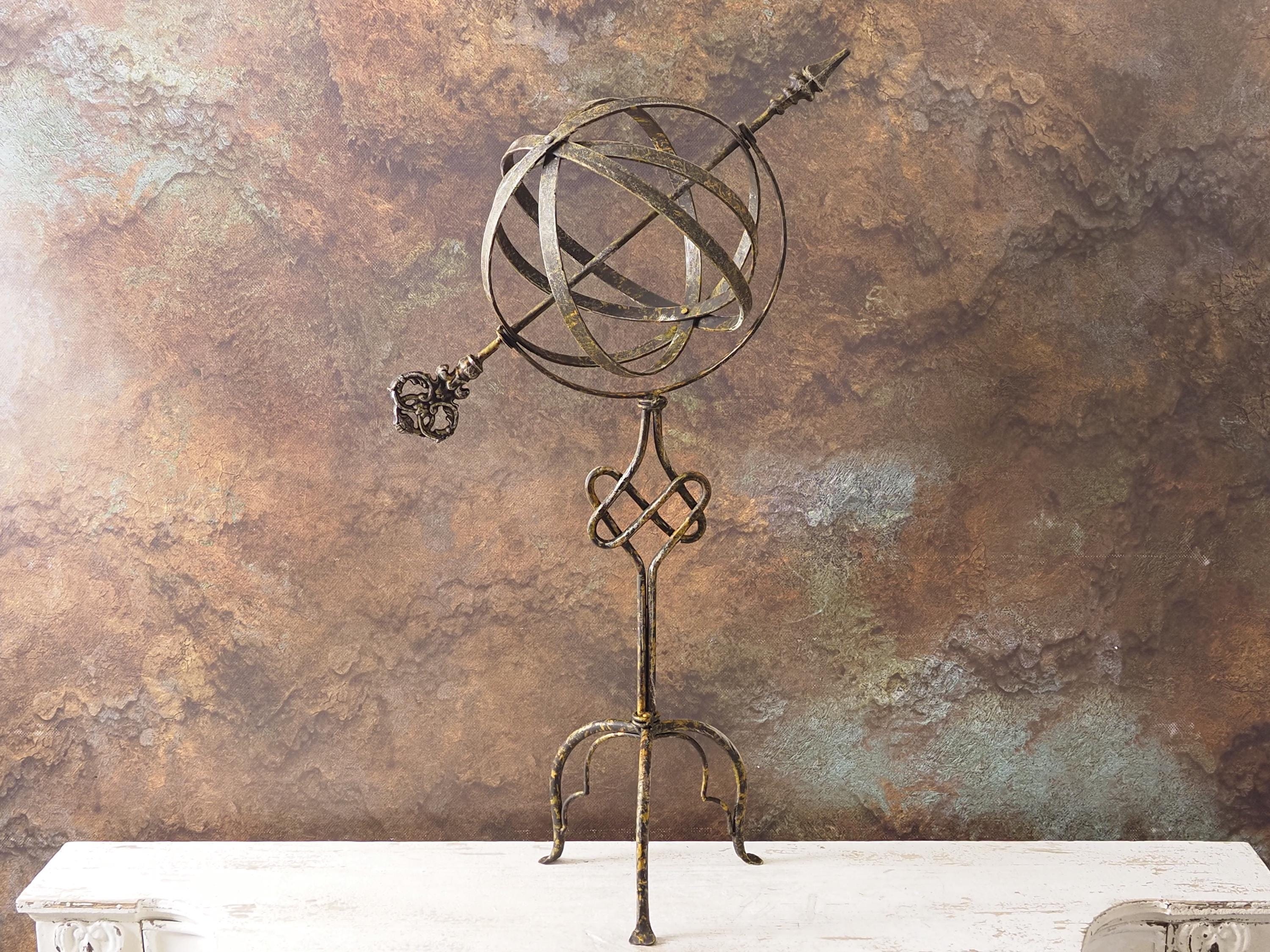 NKlaus Sfera Armillare Antica In Ottone Su Base Di Legno 27x19cm Sfera Armillare Astronomica 11570