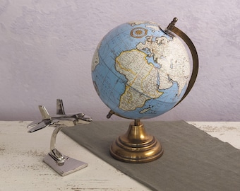 Globo terráqueo giratorio Art Déco vintage y elegante: decoración sofisticada para el hogar o la oficina, regalo ideal para aficionados a la cartografía, regalo para él o para ella.