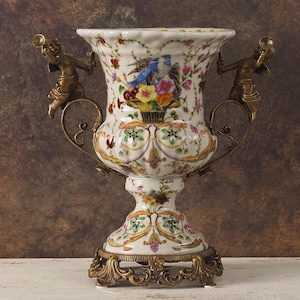 Elegant Baroque Porcelain & Bronze Angel Vase - Antique-Inspired Decorative Centerpiece for Luxury Homes