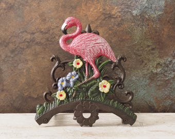 Vintage-Inspired Flamingo Cast Iron Garden Hose Holder with Brass Faucet - Decorative Outdoor Wall Mount Hookgift Unique Vintage Gift