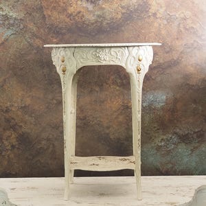 Vintage Cast Iron Floral Coffee Table: Rustic White & Gold Garden Accent - Perfect Birthday Wedding Giftgift Unique Vintage Gift