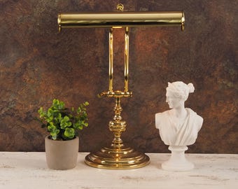 Elegant Brass Banker's Desk Lamp: Polished Gold Finish, Elongated Shade for Classic Home Office Lighting, Gift for him, Gift for hergift
