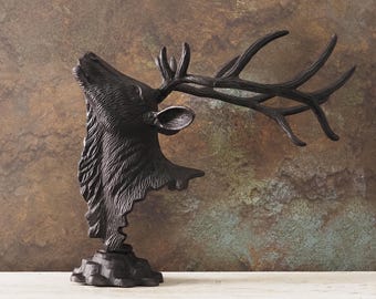 Silver Aluminum Stag Sculpture: Modern Rustic Wall Mounted Deer Head Decor, 39x43cm Vintage Unique Gift