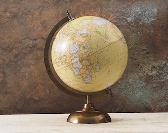 Globo giratorio Art Déco vintage: elegante decoración de oficina, regalo de cartografía retro, coleccionable anterior al año 2000