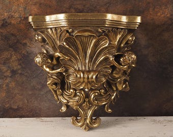 Vintage Gold Hanging Console Shelf: Elegant Wall-Mounted Storage for Home Decor, Gift for him, Gift for hergift Unique Vintage Gift