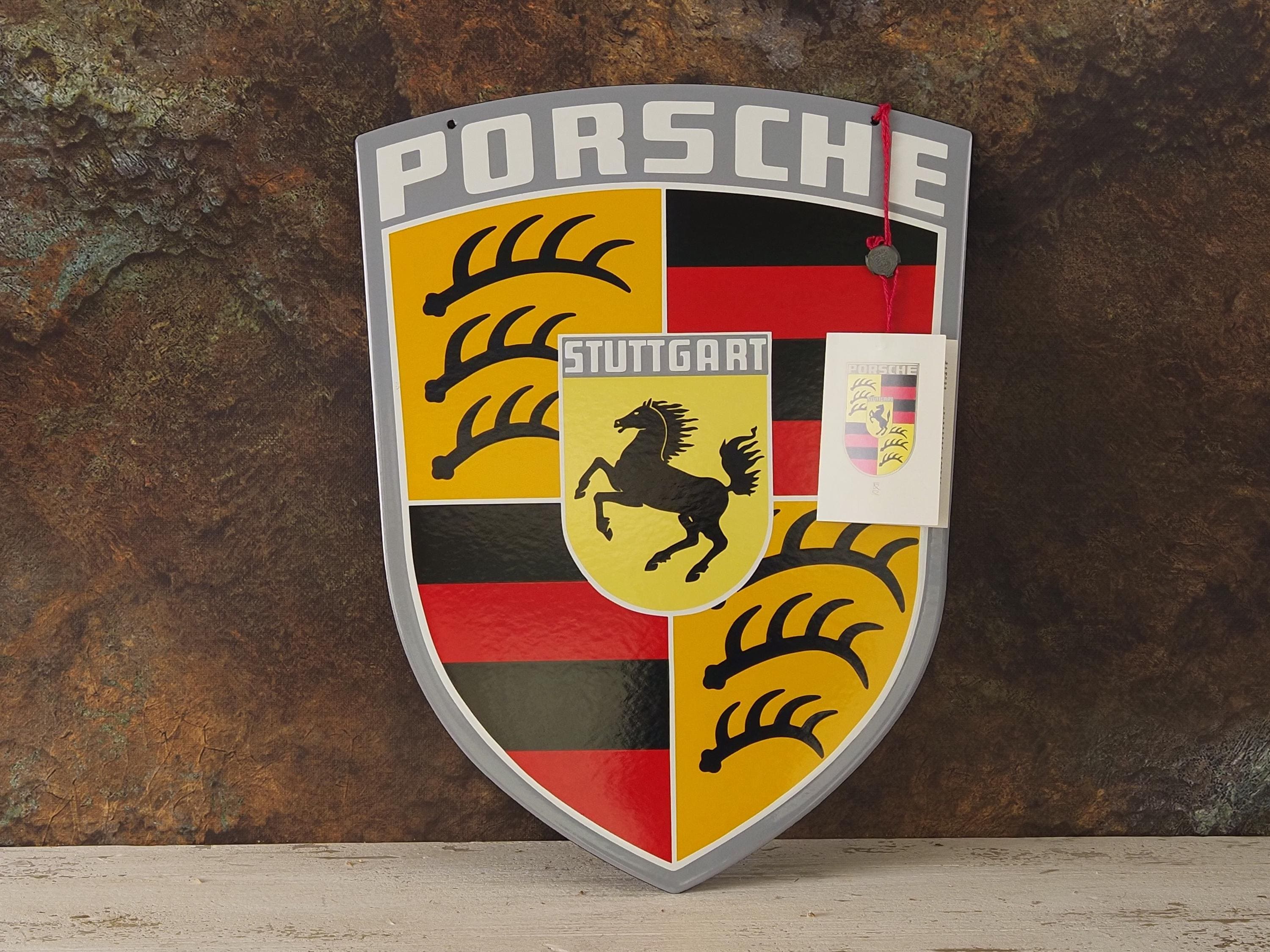 Vintage Porsche Enamel Wall Plaque - Limited Edition Classic Car Logo Crest Collector's Garage Decor, Gift for him, Gift for her
