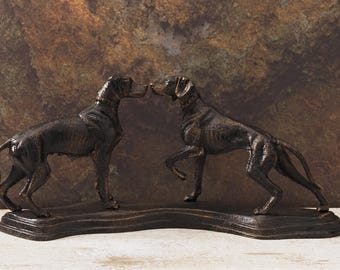 Vintage Style Iron Hunting Dog Sculpture 19.3" Antique Dog Figurine Decor