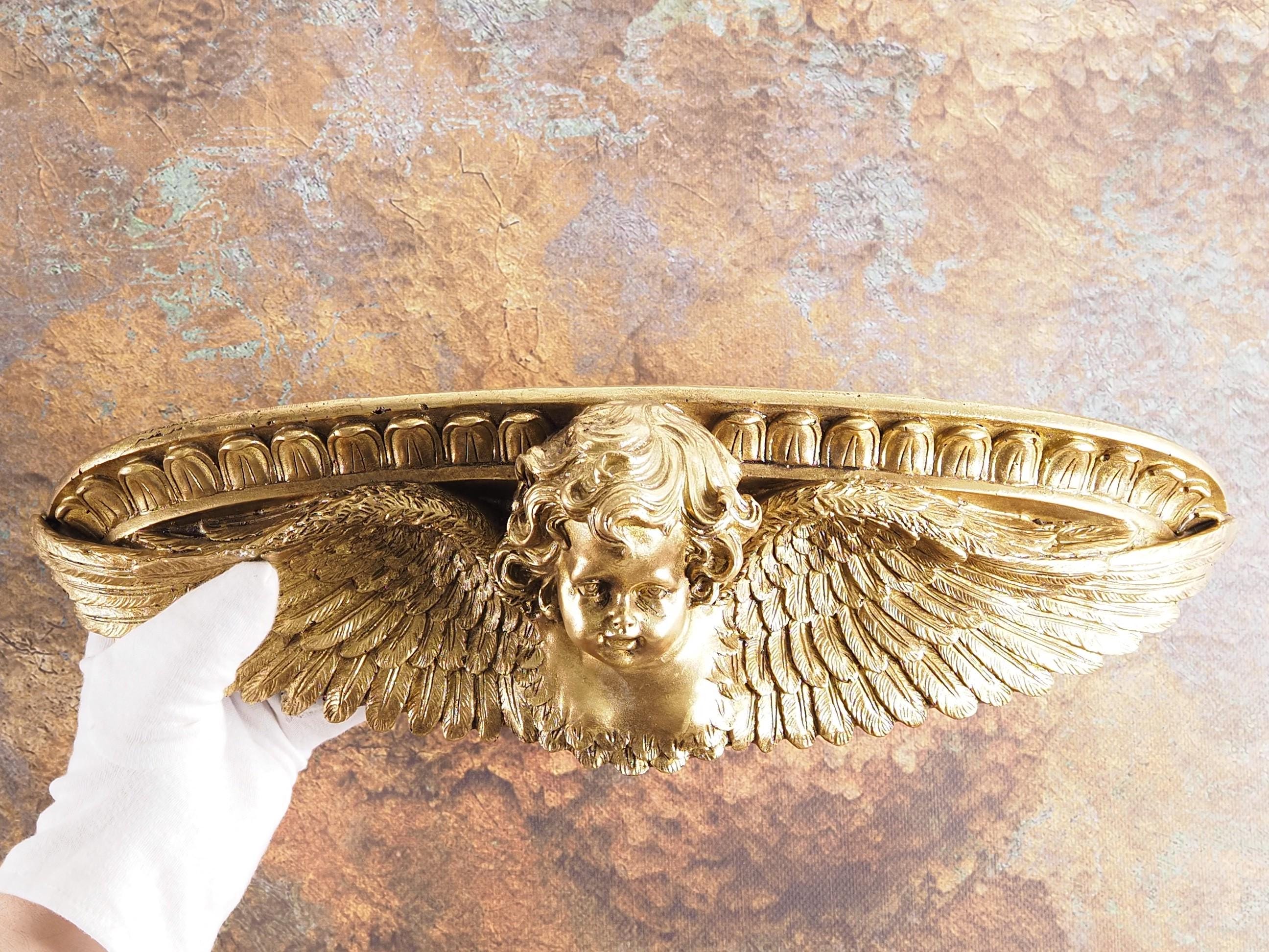Elegant Gold Baroque Angel Wall Console: Antique-Inspired Shelf Bracket for Luxurious Home Decor, Gift, Gift for him, Gift for her