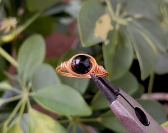 black wire wrapped bead ring