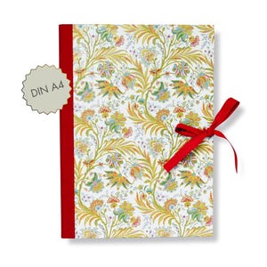 personalisierbare Sammelmappe A4 rot, Bändermappe aus Leinen mit Goldprägung, Dokumentenmappe, Notenmappe, Bewerbungsmappe,  Made in Germany