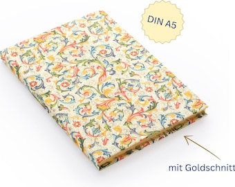 A5 blank sketchbook, Florentine paper cover, Thread-stitched binding, 80 sheets, cream paper 90 gsm, Perfect as wedding guest book