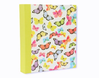 Ring binder, motifbinder for paper, with 4 mechanism 1.4 ", poison green butterflies, perfect for storing kindergarten paintings