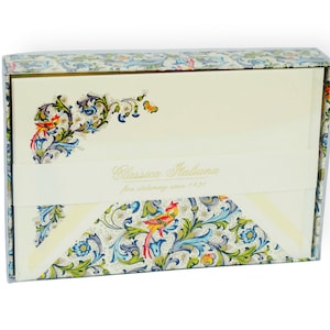 Briefkarten Box Florentiner Vögel, Tischkarten, 10 Karten, 10 Umschlägen, für Weihnachten, Jubiläum, Geburtstag, mit Goldprägung