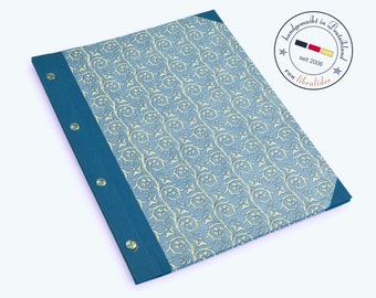 Wedding folder for envelopes DIN A4, document folder with pockets, portfolio folder, folder for loose sheets for self-design, linen blue
