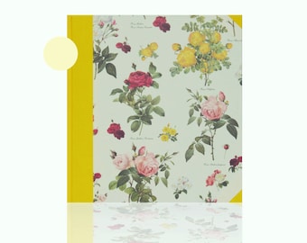 Photo album to design yourself, yellow photo book old roses, 30 yellowish pages separated with glassine paper, nice album for your pictures