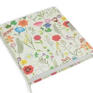 Tagebuch für Erwachsene, Blankobuch mit weißen Seiten, Blumen-Muster, Notizbuch zum selbst gestalten, handgefertigt, 240 Seiten Umweltpapier