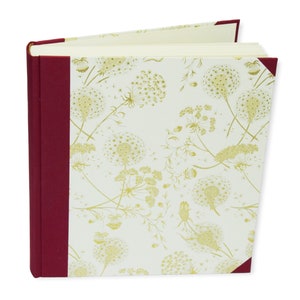 Fotoalbum, 23 x 24,5 cm, Leinen dunkelrot, Dandelion, 30 Blatt, Fotokarton creme-weiß, schönes Hochzeitsalbum zum verschenken