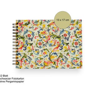 Rechteckiges Spiralalbum, 12 Blatt schwarzer Fotokarton, für 24 Fotos, 13x17 cm, buntes Florentiner Papier, kleines Geschenk zum mitbringen