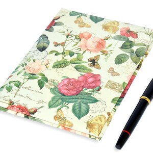 Wunderschöne Briefmappe aus Italien, Briefkuvert mit Karte, 13,5 x 19 cm, Dekorpapier Roses, tolles Geschenk für Weihnachten