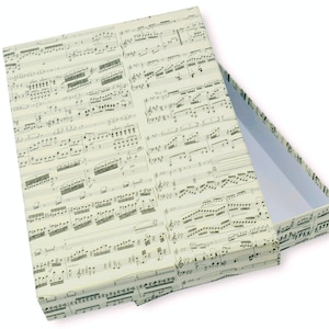 A4 Schachtel flach mit Deckel, Aufbewahrungsbox, blaue Kartonage mit Notenpapier, aus dünnem Karton, für Schule, Noten oder Bastelzubehör…