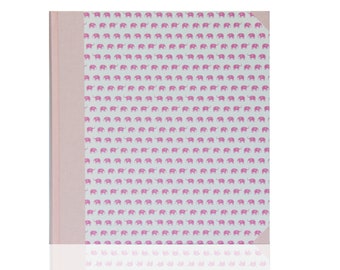 Baby photo album pink, 9,05 x 9,64 ", 30 sheets (60 pages), paper elephants, linen pink, white pages, nice present for the birth of girls
