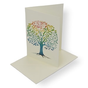 Grußkarten Baum, Klappkarte mit Kuvert, Glückwunschkarte für Geburtstage, Hochzeit, Weihnachten