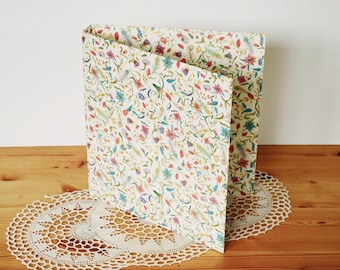 A4 Floral Binder with Gold Embossing, Ring Binder A4 with Metal Clip, Portfolio Folder DIN A4, Document Organizer, School Binder