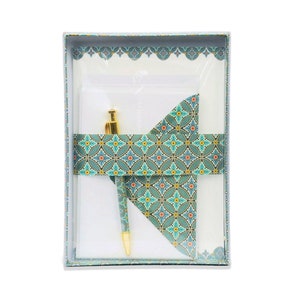A5 Briefpapier-Box Aquinta, 20x Briefpapier + 16 Kuverts, weißes Schreibpapier, mit Kugelschreiber, schöne Geschenkschachtel mit Briefpapier