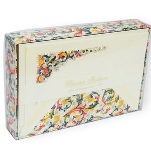 Briefkarten Box Florentiner Traditional, Tischkarten, 10 Karten, 10 Umschlägen, für Weihnachten, Einladungen, Geburtstag, mit Goldprägung