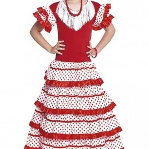 Girl's dress for flamenco or sevillanas dance, 4 ruffles, sevillanas dance colors