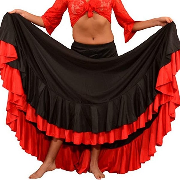 Jupe flamenco professionnelle avec deux volants dans le bas. Fabriqué en Espagne.