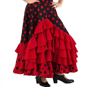 Jupe fille pour la danse flamenco ou sevillanas Negro /rojo