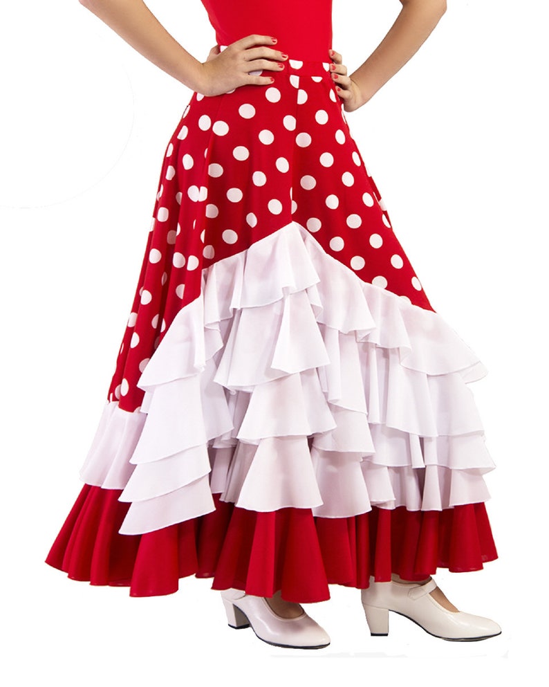 Girl's skirt for flamenco or sevillanas dance Rojo / blanco