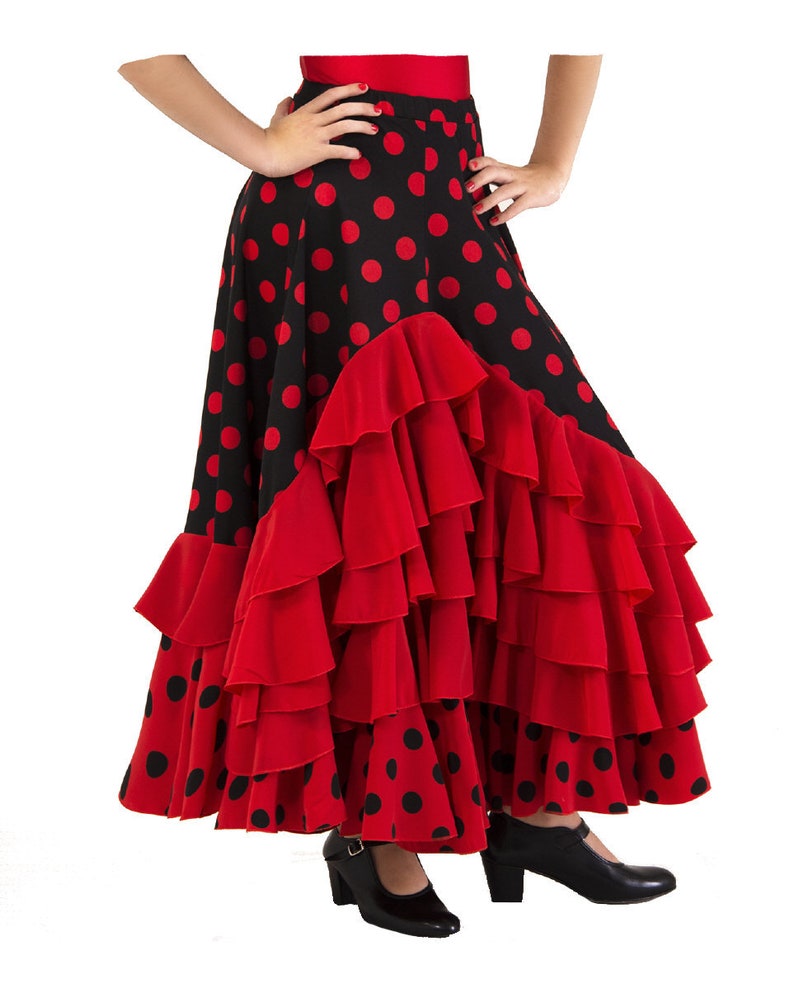 Girl's skirt for flamenco or sevillanas dance Negro /rojo