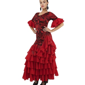 Flamenco dress with flower print and elastic fabric