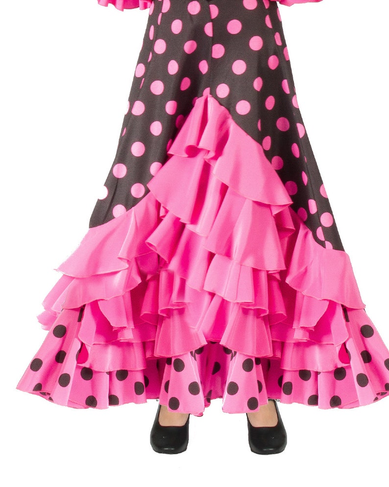 Girl's skirt for flamenco or sevillanas dance Negro / fucsia