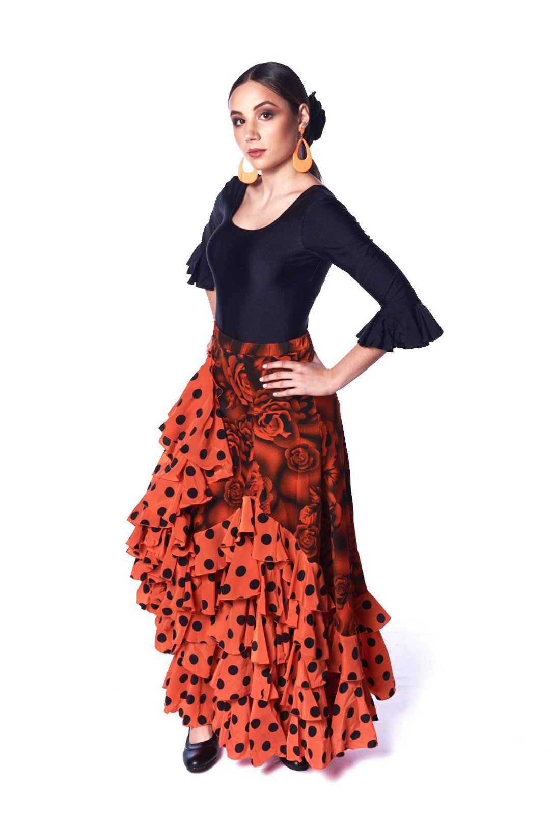 Falda flamenca Cala con fajín de baile flamenco de uso profesional
