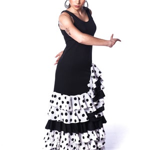 Flamenco dance dress with straps with 5 cascading ruffles