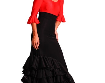 Flamenco skirt with six ruffles and high waist