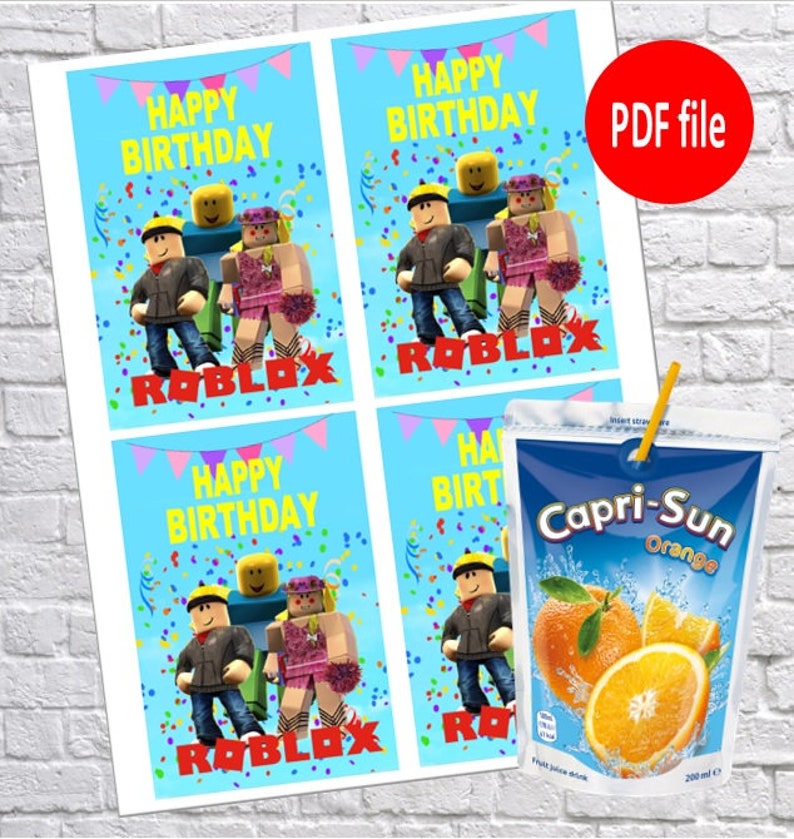 Roblox Birthday Capri Sun Label Juice Pouch Bag Labels Pdf Etsy - roblox pdf etsy