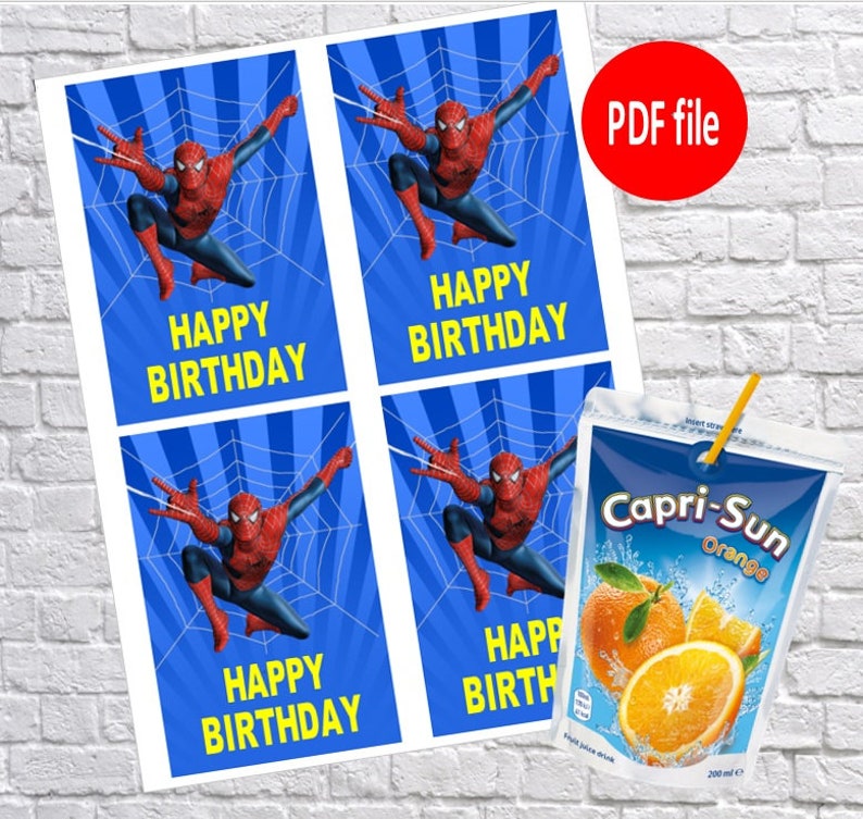 Spiderman Birthday Capri Sun Label Juice Pouch Bag Labels Etsy