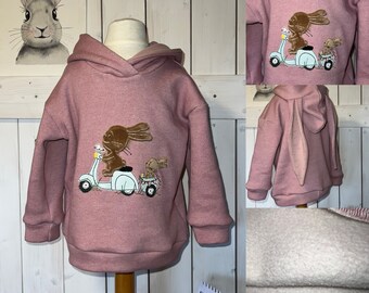 Oversize Hoodie mit Hasenohren Gr. 68-146 induvidualisierbar