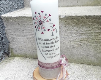 Memorial candle wedding wedding candle We know... dandelion heart cream 25 x 7 cm berry old pink silver gold