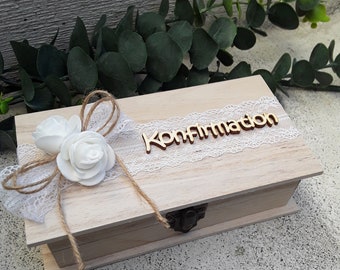 Gift box money gift wooden box wood for confirmation communion baptism