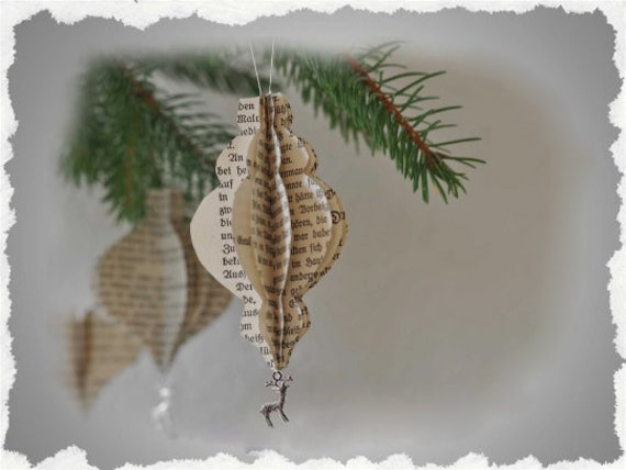 ? Papier Ornement Décoration de Noël Décorations d'arbre Pendentifs Pages Vieux Livres Vintage L'ave
