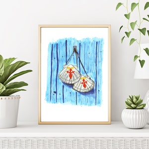 Camino De Santiago Shells Watercolor Print