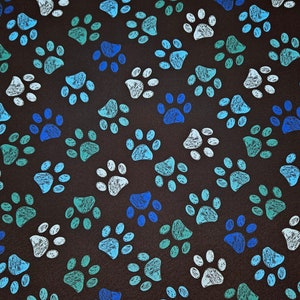 Softshell fabric paws blue/green