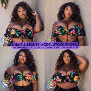 Tropical Plus Size Baddies-Hair Stock Model, Beauty Stock Photos ,Black Women Stock Models, Stock Models for Hair Business, Hair Model Image