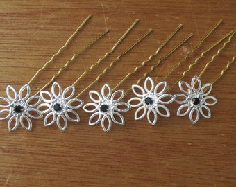 Hairpin set 5 pieces silver